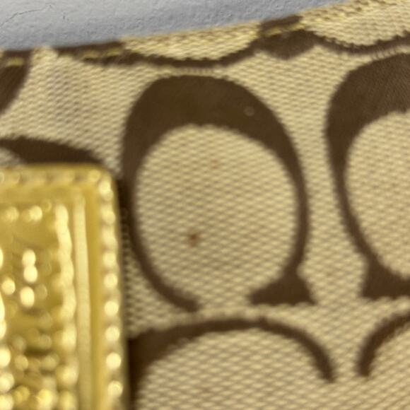 Coach Poppy C Tartan Applique Handbag Bag Charms Scarf Zipper Closure Sequin - Picture 5 of 14